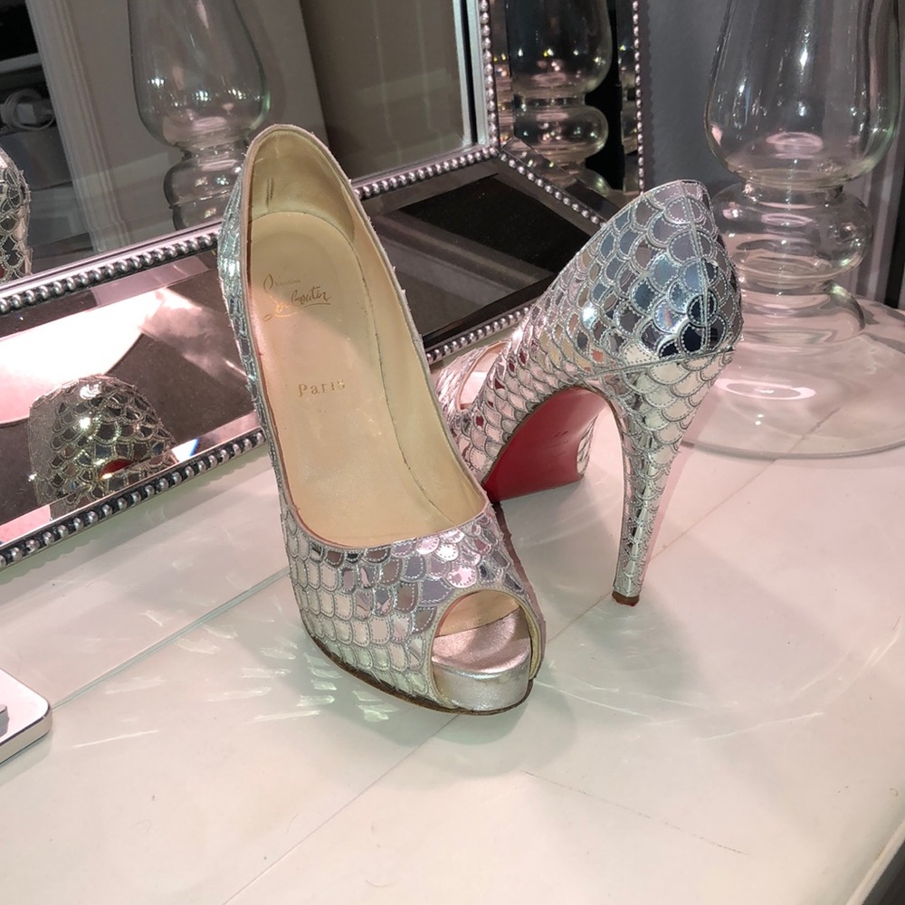 Christian Louboutin Mirrored Sequin Platform Heels